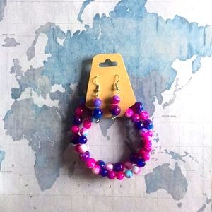 2 bracelets and earrings set